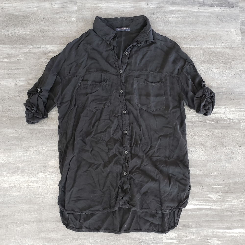 Black Basic Melville Short Sleeve Button Down - Picture 1 of 3